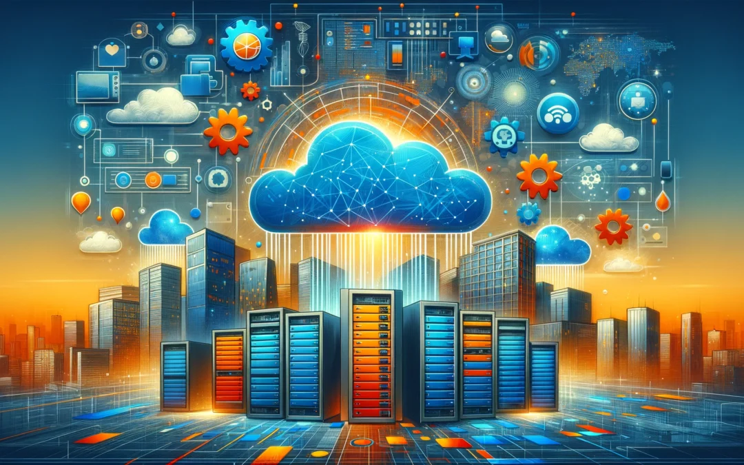 A cloud above a cityscape shows the many hidden benefits of managed IT services