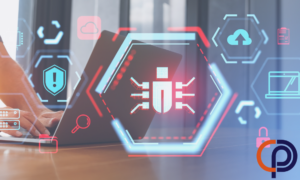 A computer icon with a bug.