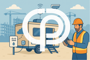 Construction trailer with cloud-managed camera and sensor equipment