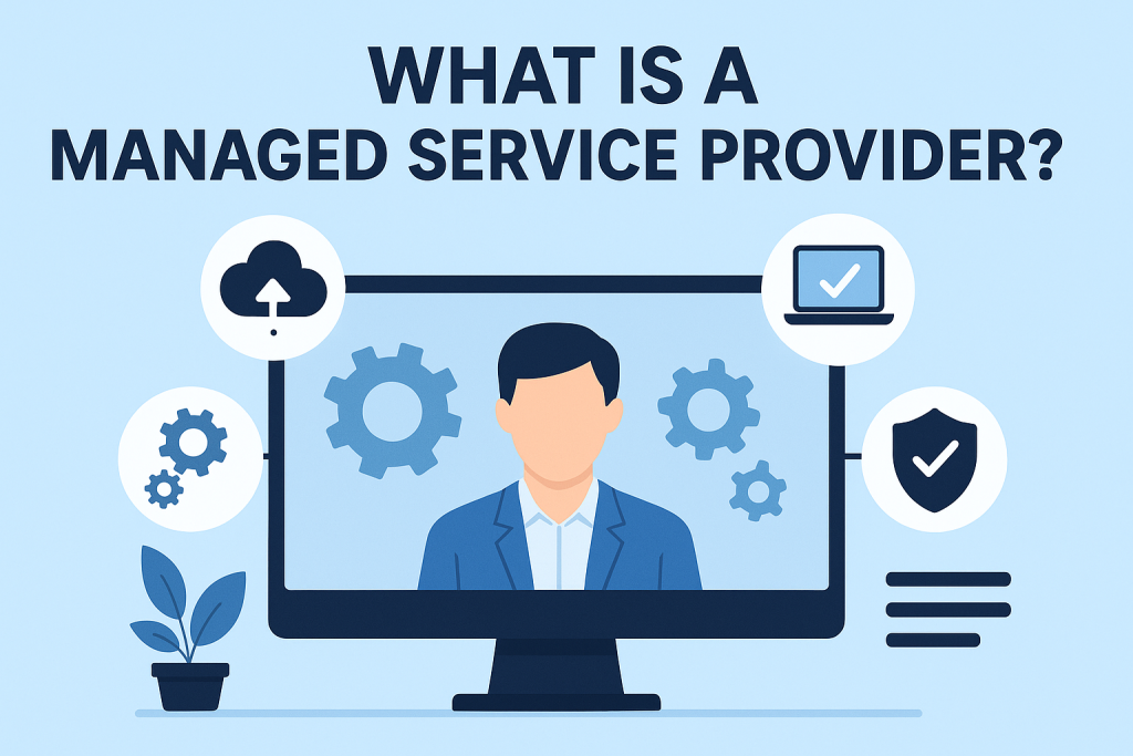 Business owner meeting with IT experts discussing What is a Managed Service Provider concept in Bay Area office