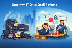 Many companies operating with an outgrown IT setup small business environment experience more downtime and security gaps