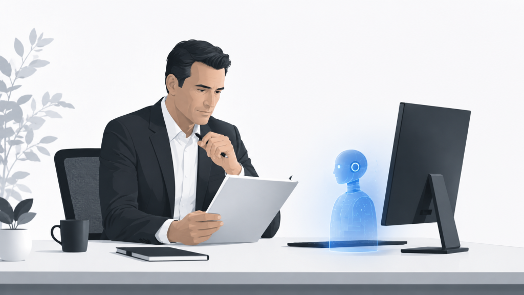 Human manager reviewing an AI employment decision before taking action