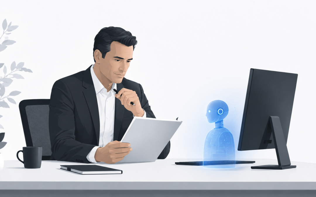 Human manager reviewing an AI employment decision before taking action