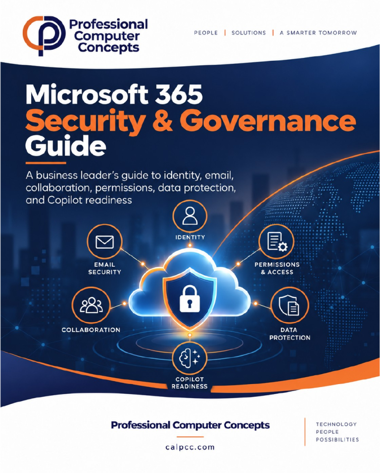 Cover of the Microsoft 365 Security and Governance Guide by Professional Computer Concepts