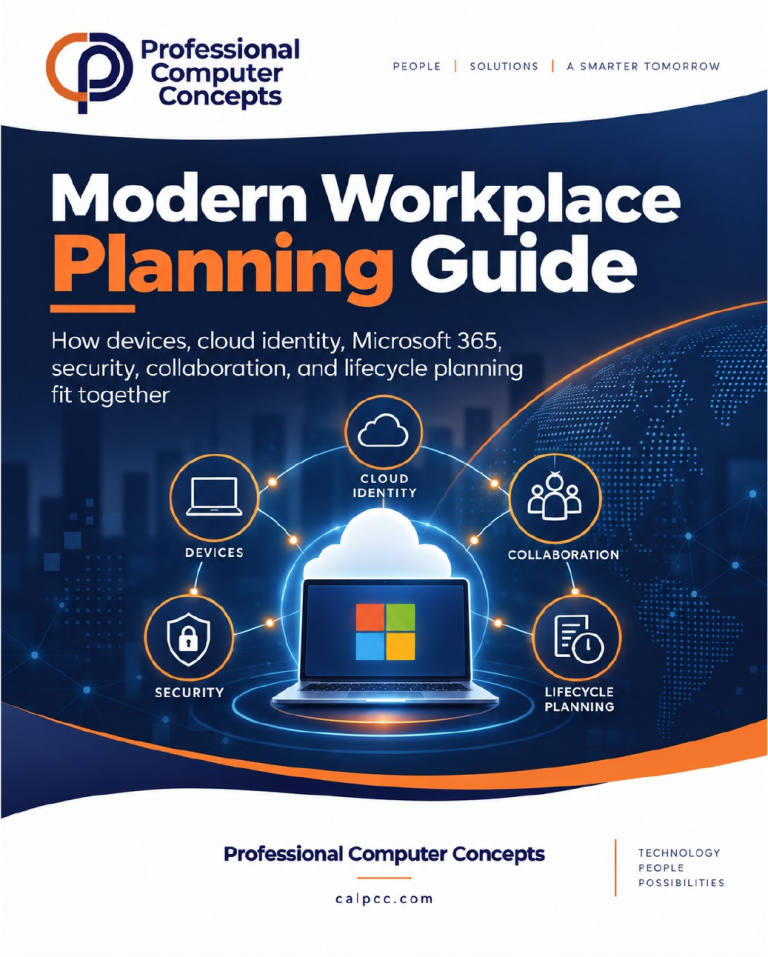 Cover of the Modern Workplace Planning Guide by Professional Computer Concepts